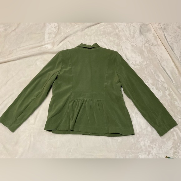 Elementz Petite Olive Green Blazer With Gathered Feminine Touch Large Petite - Picture 2 of 6